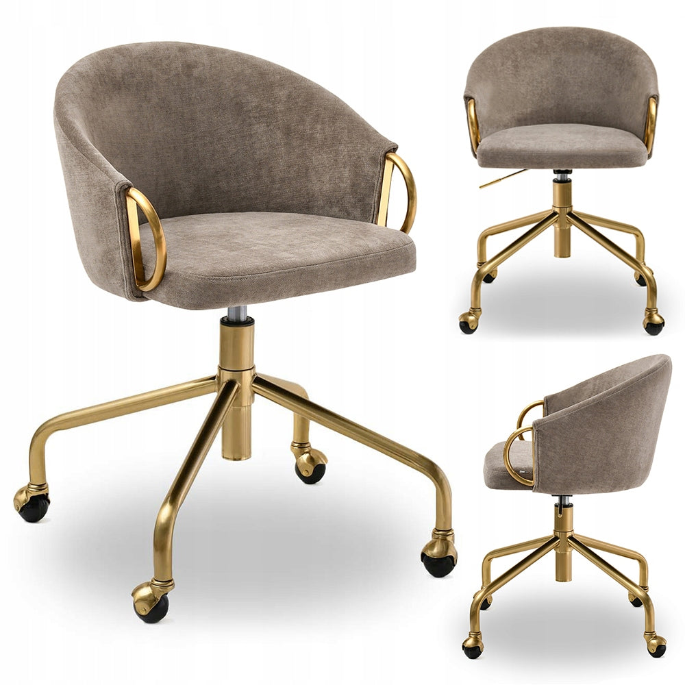 LUXURY OFFICE CHAIR SOFT BACKREST COMFORTABLE CLARA SAND GOLD MATT