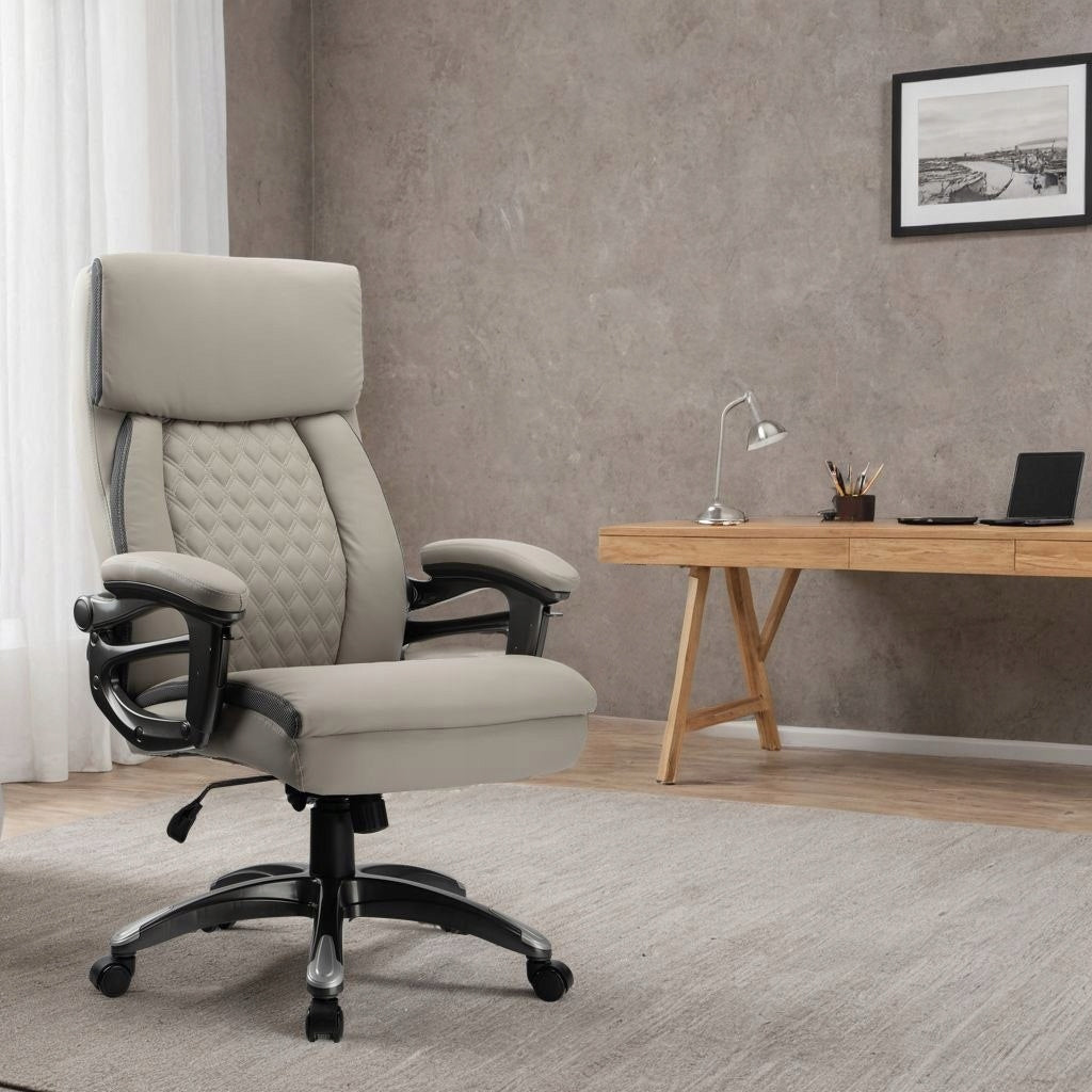 LUXURY OFFICE CHAIR SWIVEL CHAIR ADJUSTABLE COMFORTABLE SOFT GREY Manufacturer code 5907385957910