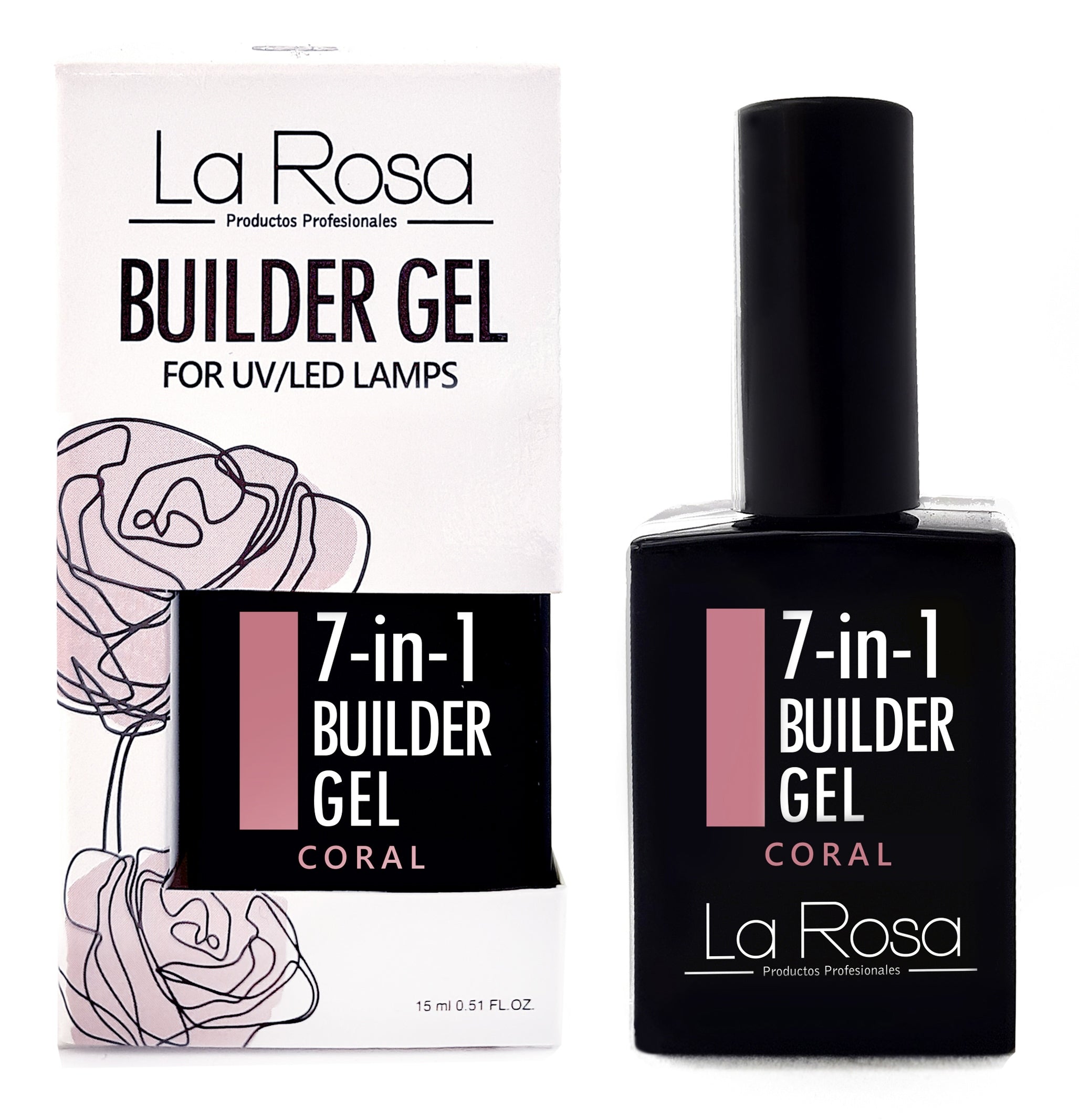 Hybrid-Nagellack La Rosa 7 in1 Builder Gel Coral UV/LED, 15 ml 