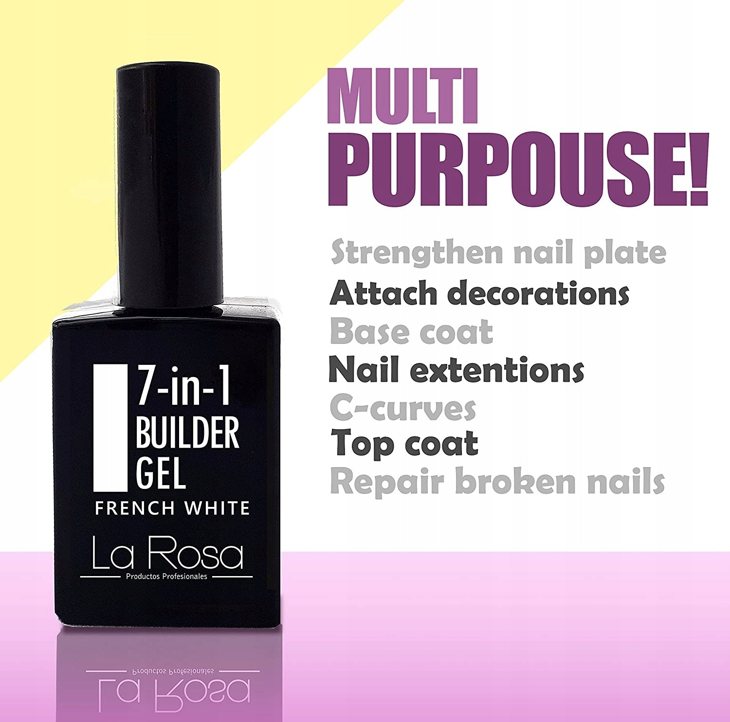 Hybrid-Nagellack La Rosa 7 in1 Builder Gel French White UV/LED, 15 ml 