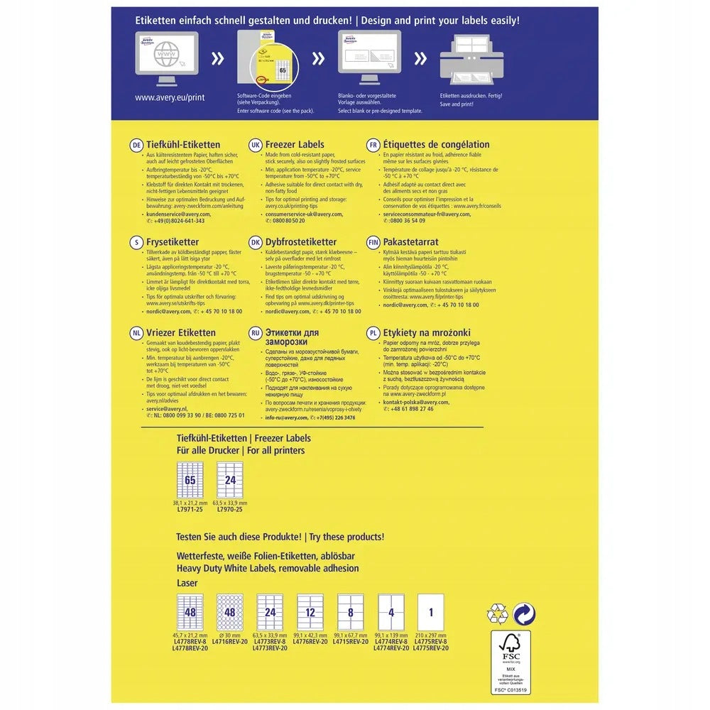Label for Avery-Zweckform L7970-25 Manufacturer code L7970-25
