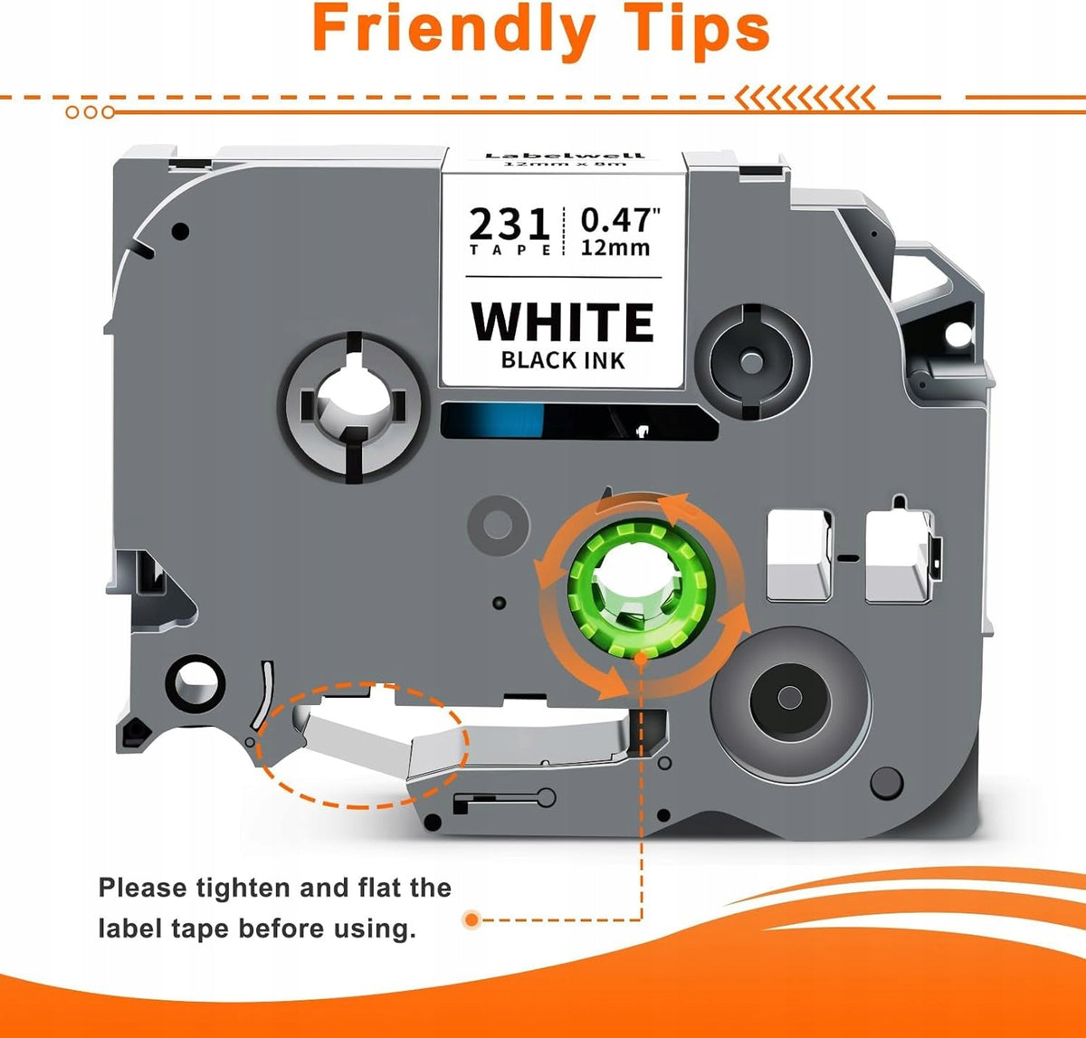 Label printer tape 12mm white replacement Brother TZe-231 3 pcs. Manufacturer code Labelwell