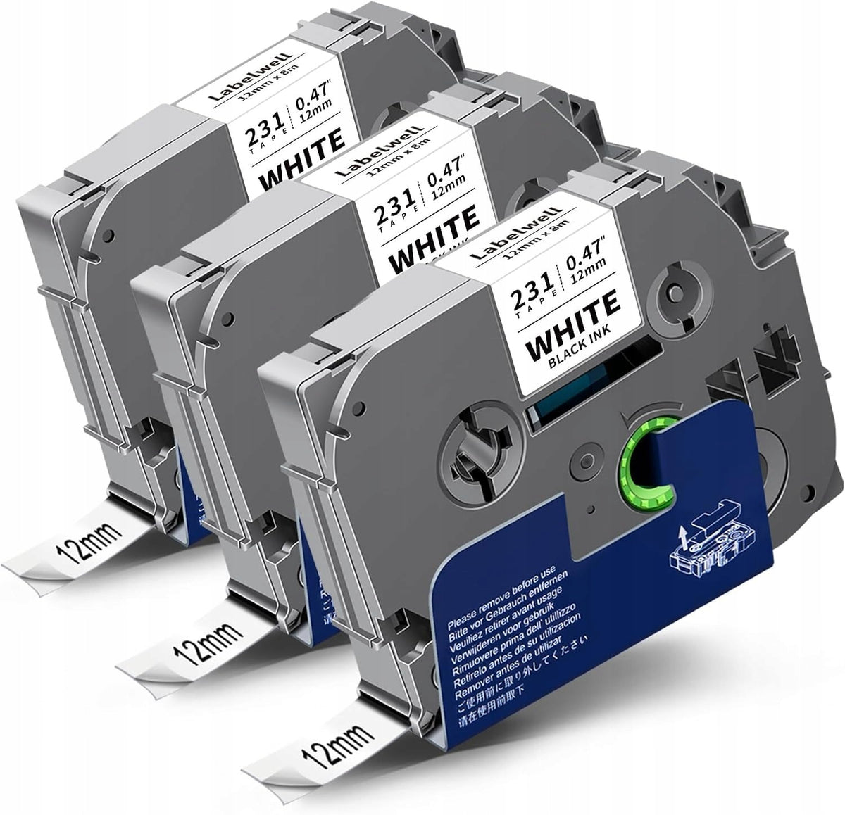 Label printer tape 12mm white replacement Brother TZe-231 3 pcs.