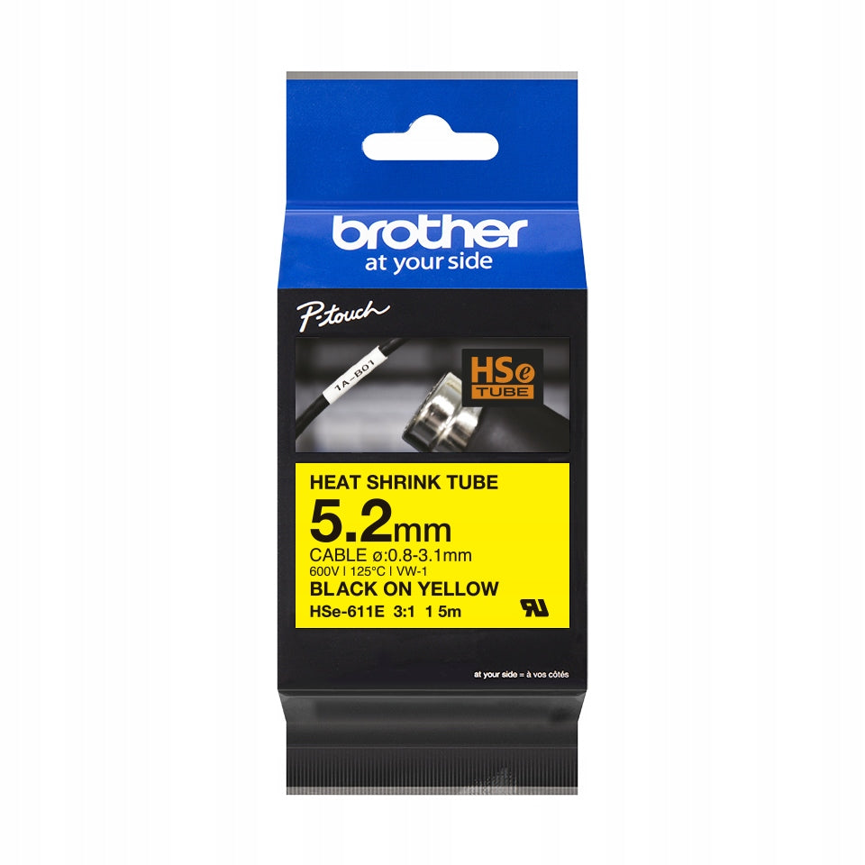 Label printer tape Brother HSE611E 5,2 mm 1,5 m