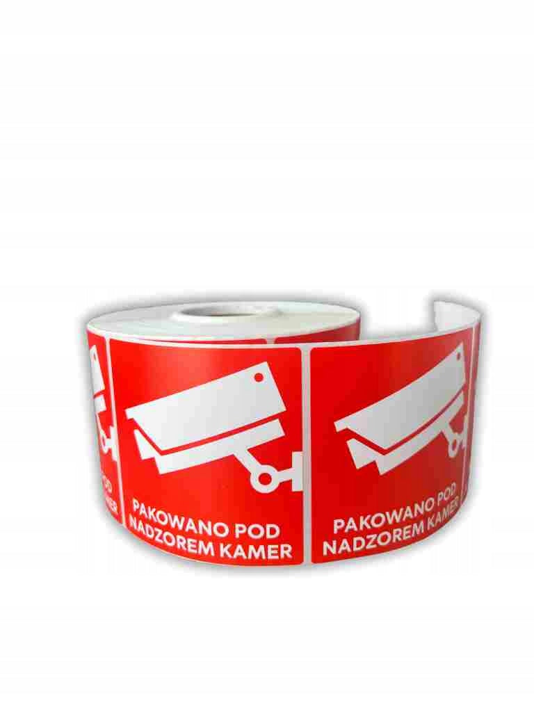 Label with print "Packed under camera supervision" 80x80 1000 pieces