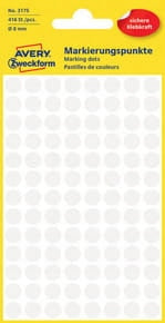 Labels Avery 3175 circles white 8mm (op.416pcs)