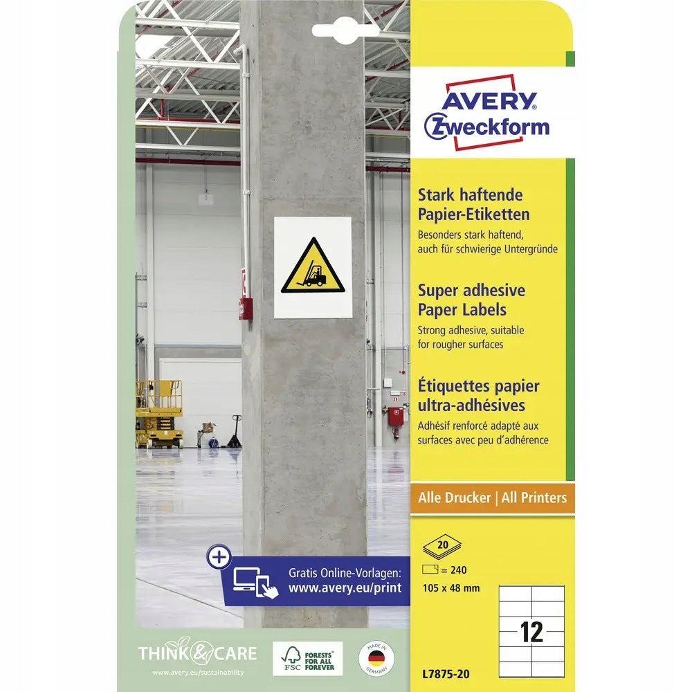 Labels Avery-Zweckform L7875-20 Color white