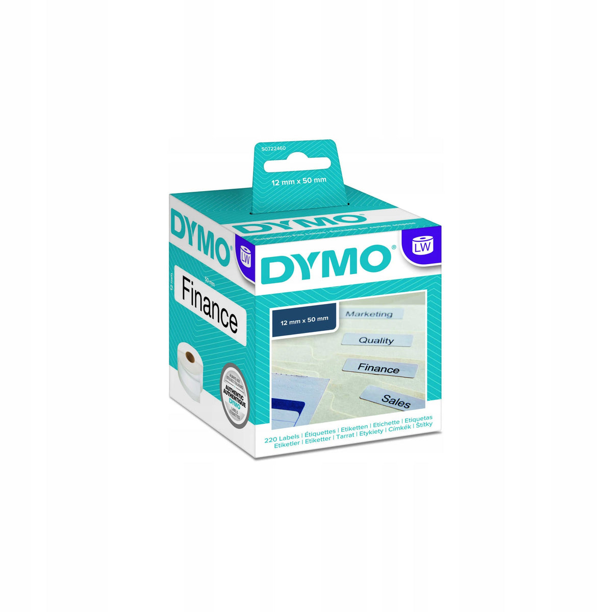 Labels Dymo S0722460 12x50 mm 220 pieces original Manufacturer code S0722460