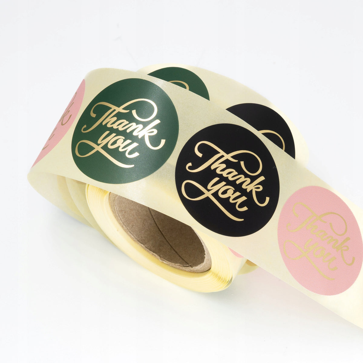Labels Mat FI 40 Gold Inscription THANK YOU 3 Colors Pink Green Black