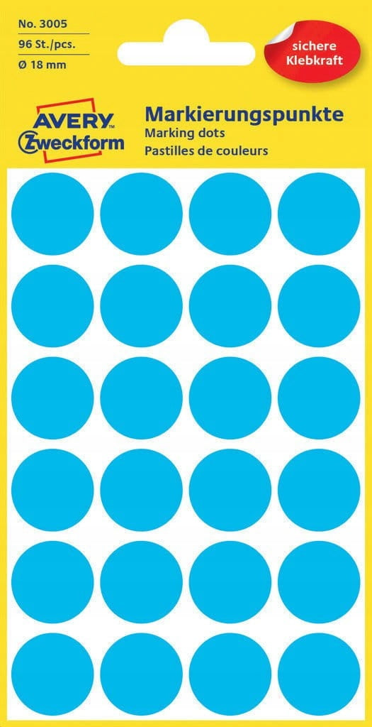 Labels circles blue 18mm 96 pcs Avery 3005