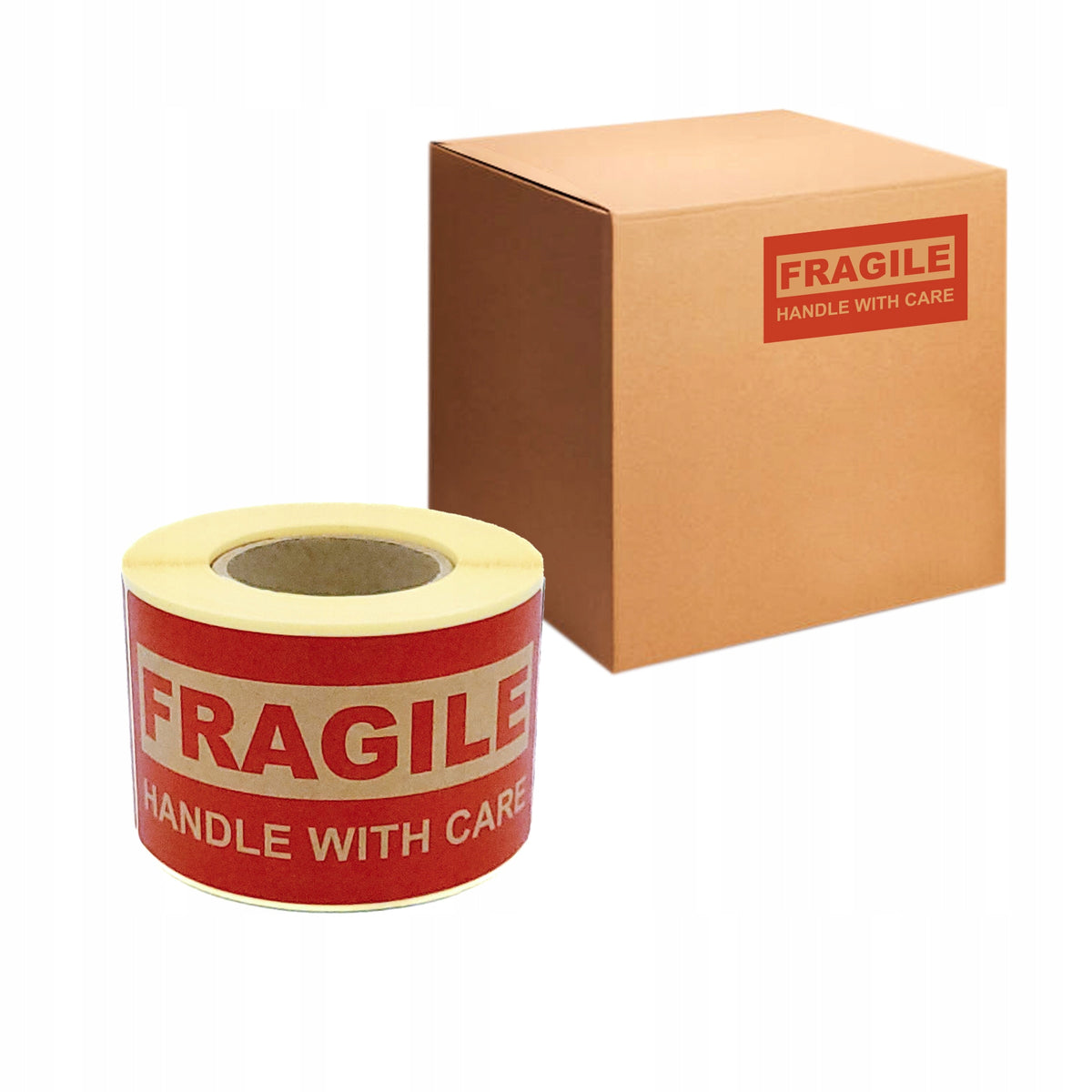 Labels for kraft packages 50x100mm – 200 pcs- FRAGILE- handle with care