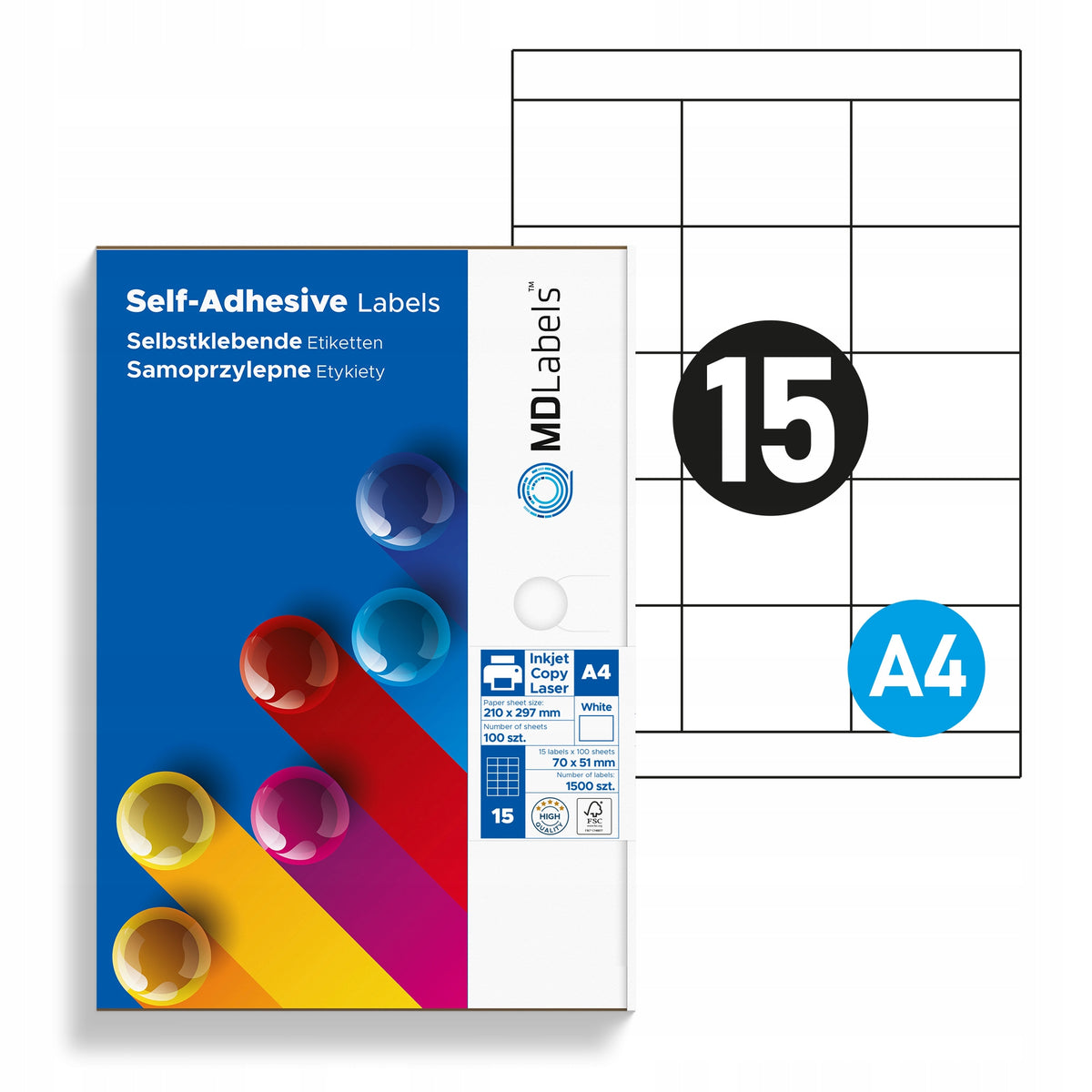 Labels self-adhesive stickers A4 70X51 100 ark