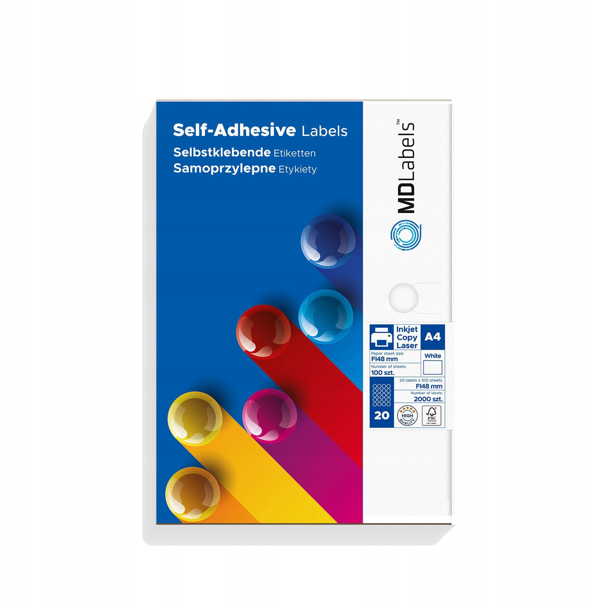 Labels self adhesive stickers for printers A4 FI 48 100 sheets