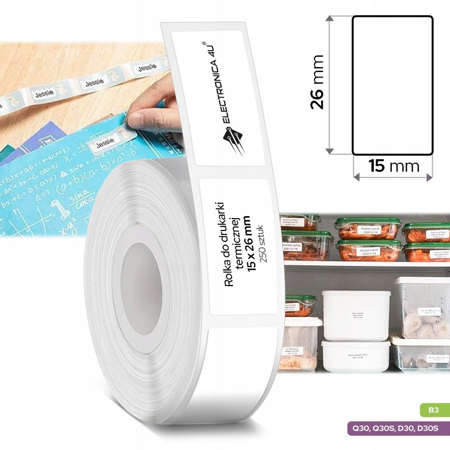 Labels self-adhesive stickers replacement for B3 Phomemo Q30 D30 15x26