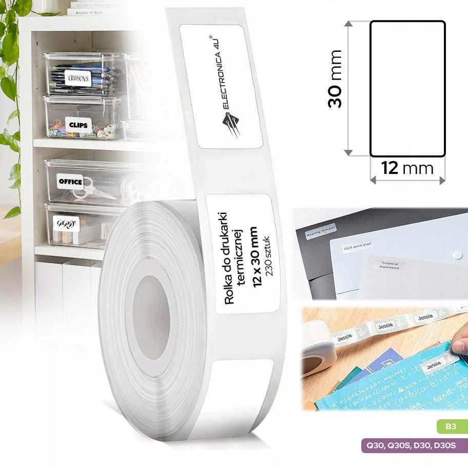 Labels self-adhesive stickers replacement for B3 and Phomemo Q30 D30 12x30