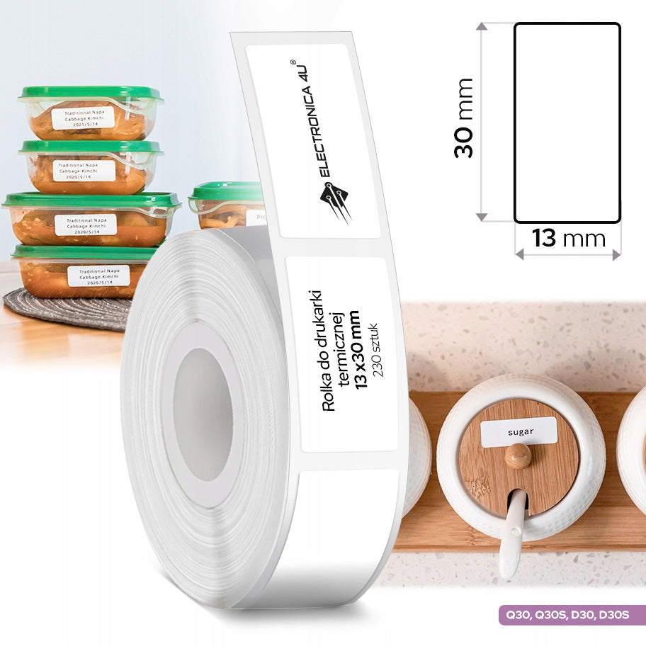 Labels self-adhesive stickers replacement for Phomemo Q30 D30 13x30 printer