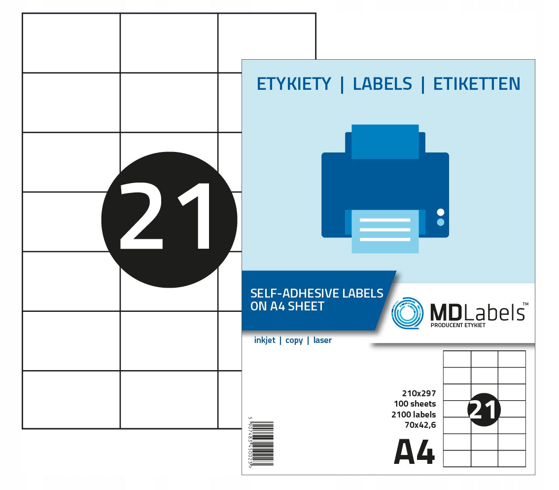Labels sheets a4 self-adhesive 70x42,6 100 sheets