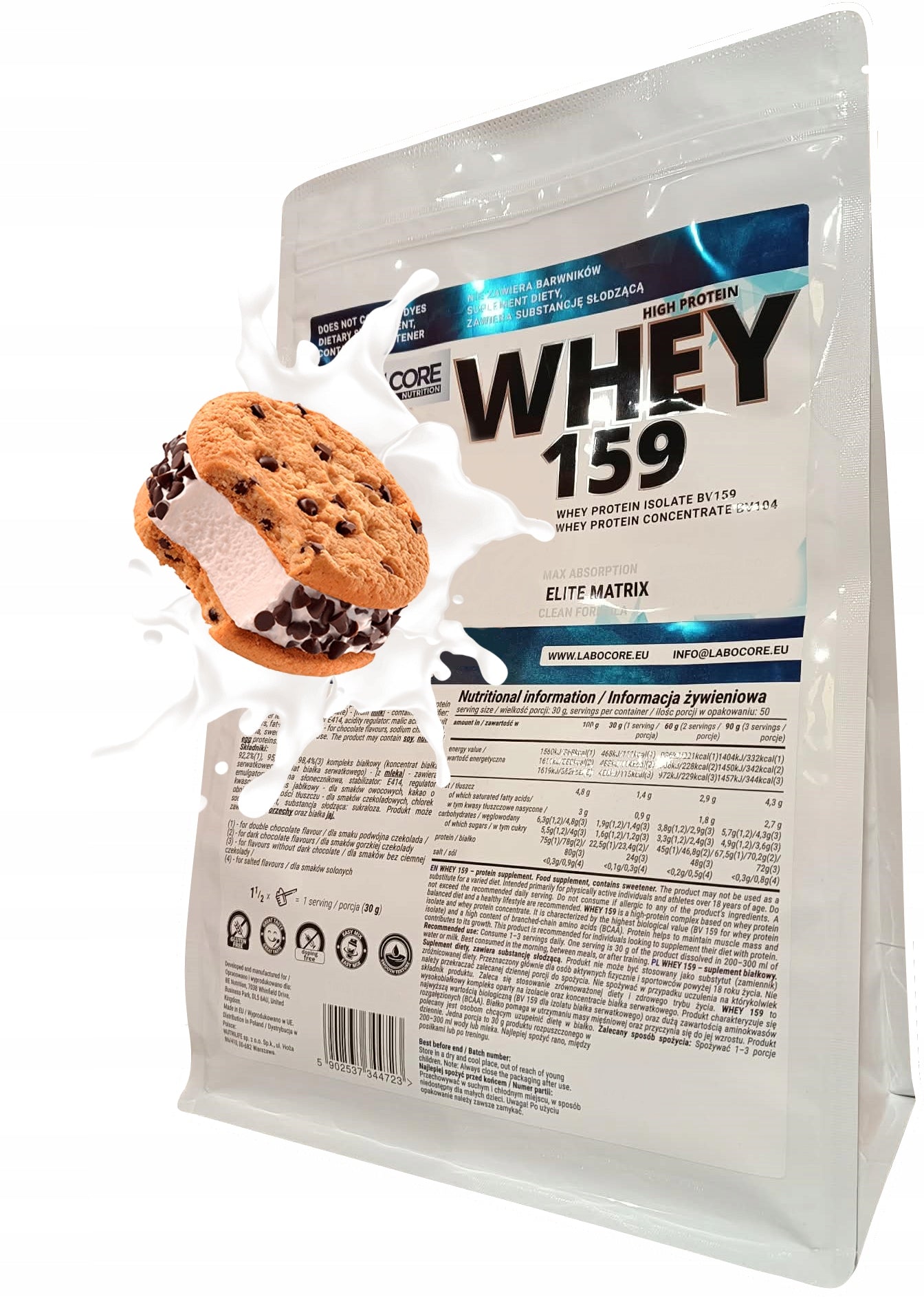 Labocore Nutrition Whey 159 WPI WPC Isolate Whey Protein Concentrate 615G