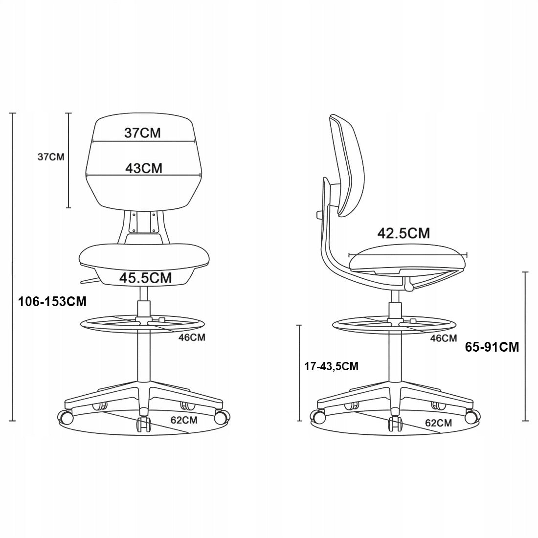 Laboratory Swivel Chair High 150KG with Mobile Footrest for Desk Packaging status original