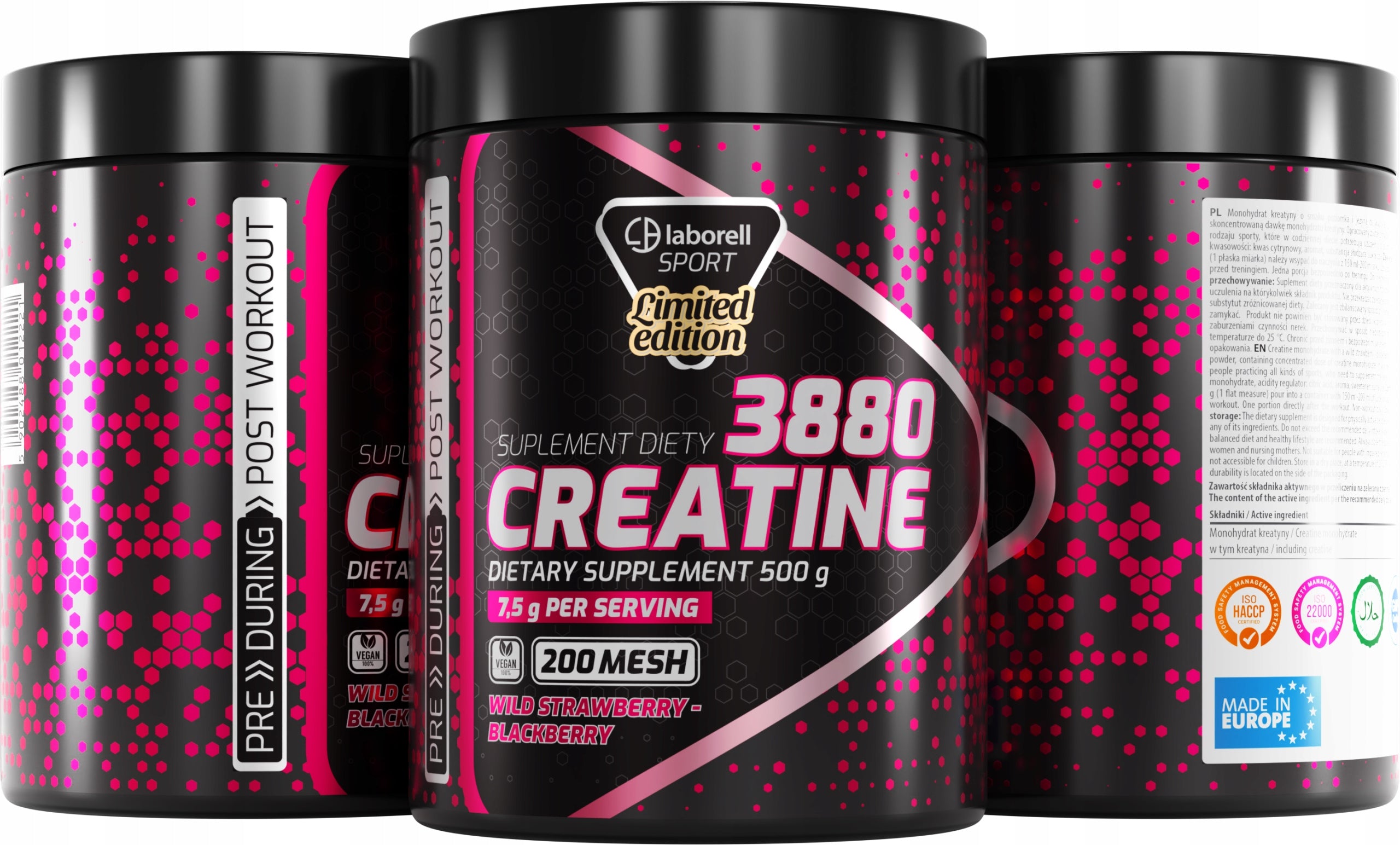 Laborell CREATINE MONOHYDRATE CREATINE 500g LEVEL BLACKBERRY 200mesh Expiration date at least 1 year from the date of purchase