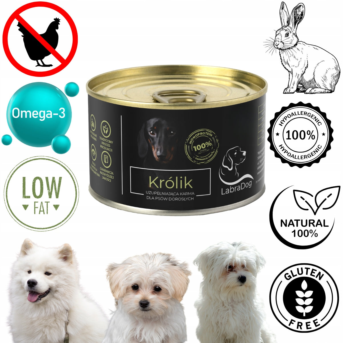 LabraDog Superfood Hypoallergenic Wet Food Rabbit 100% for Allergies 200g