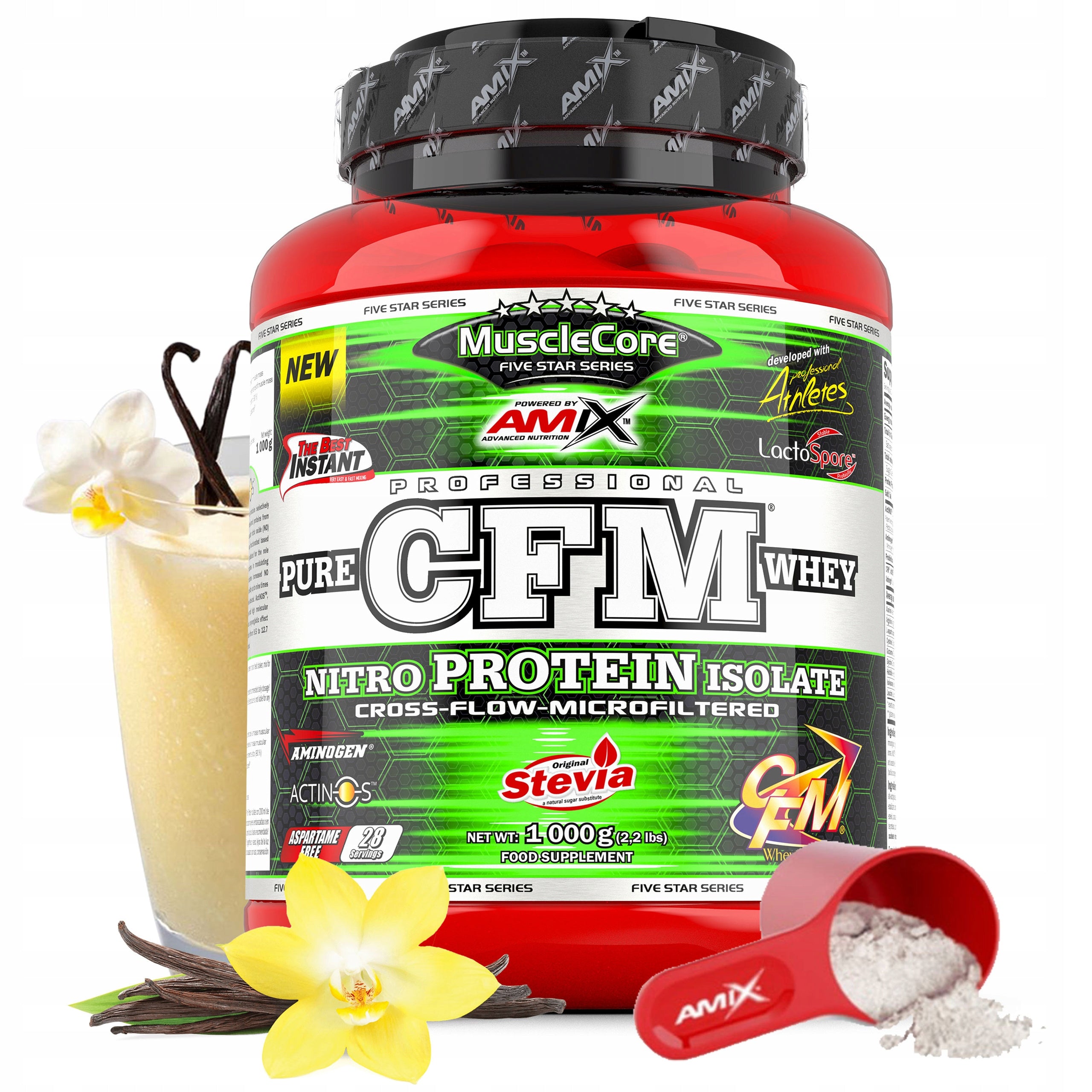 Lactose-free protein sugar isolate WPI CFM whey conditioner 1kg stevia