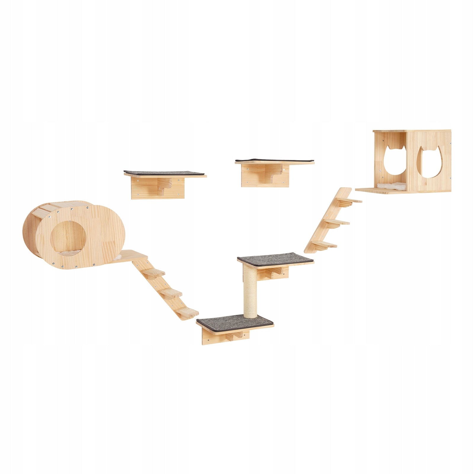 Ladder For Cat Load Capacity 18KG Anti Slip Wall Shelves For Cats Color brown