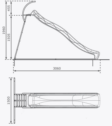 Ladder staircase frame for slide platform slide Product width 150 cm