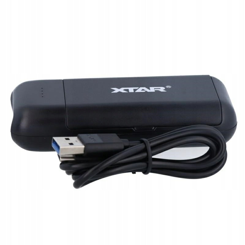 Elementų maitinimo šaltinis XTAR PB2C su powerbank funkcija, juodas