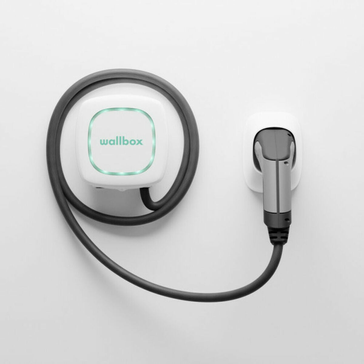 Wallbox Pulsar Plus Ladegerät für Elektroautos. Mit einstellbarer Leistung bis zu 22 kW. Ladekabel Typ 2. Wi-Fi- und Bluetooth-Konnektivität, auch kompatibel mit OCPP 