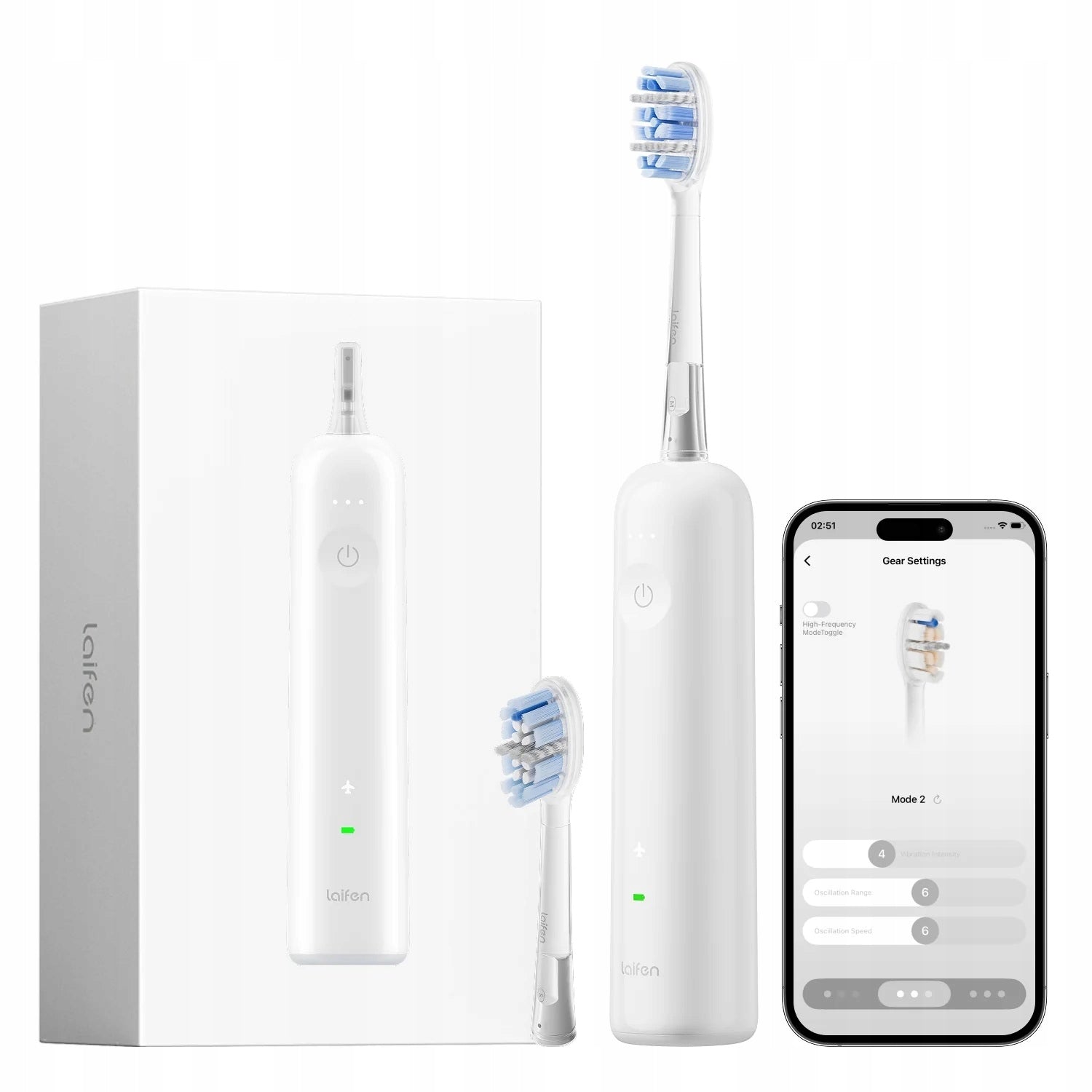 Laifen Sonic Toothbrush Wave Pro ABS IPX8 SMART 70 days White