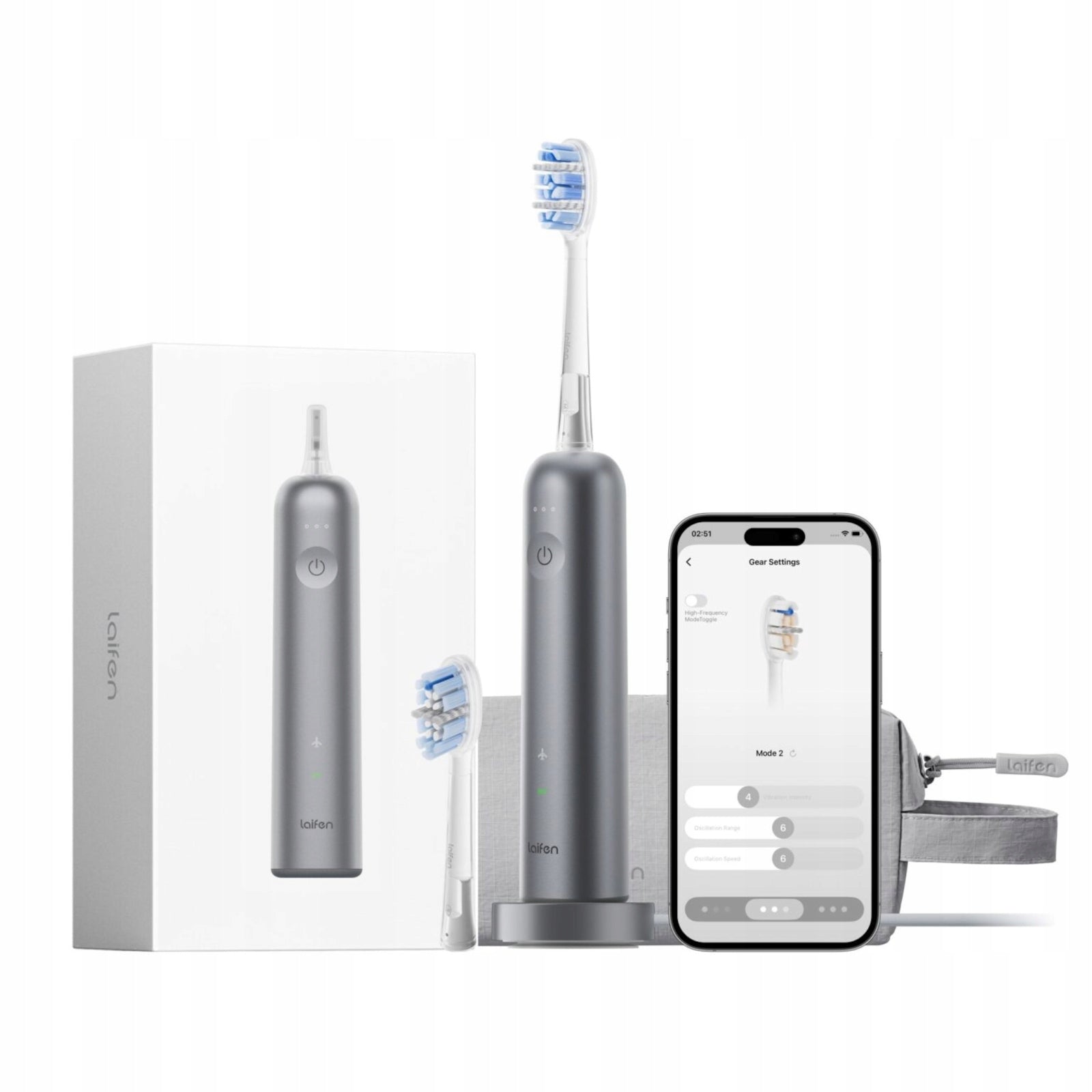 Laifen Sonic Toothbrush Wave Pro Aluminium IPX8 SMART Grey