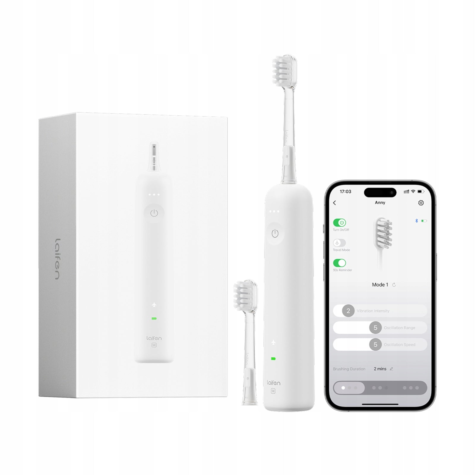 Laifen Sonic Toothbrush Wave SE Heads 2 USB-C Application White