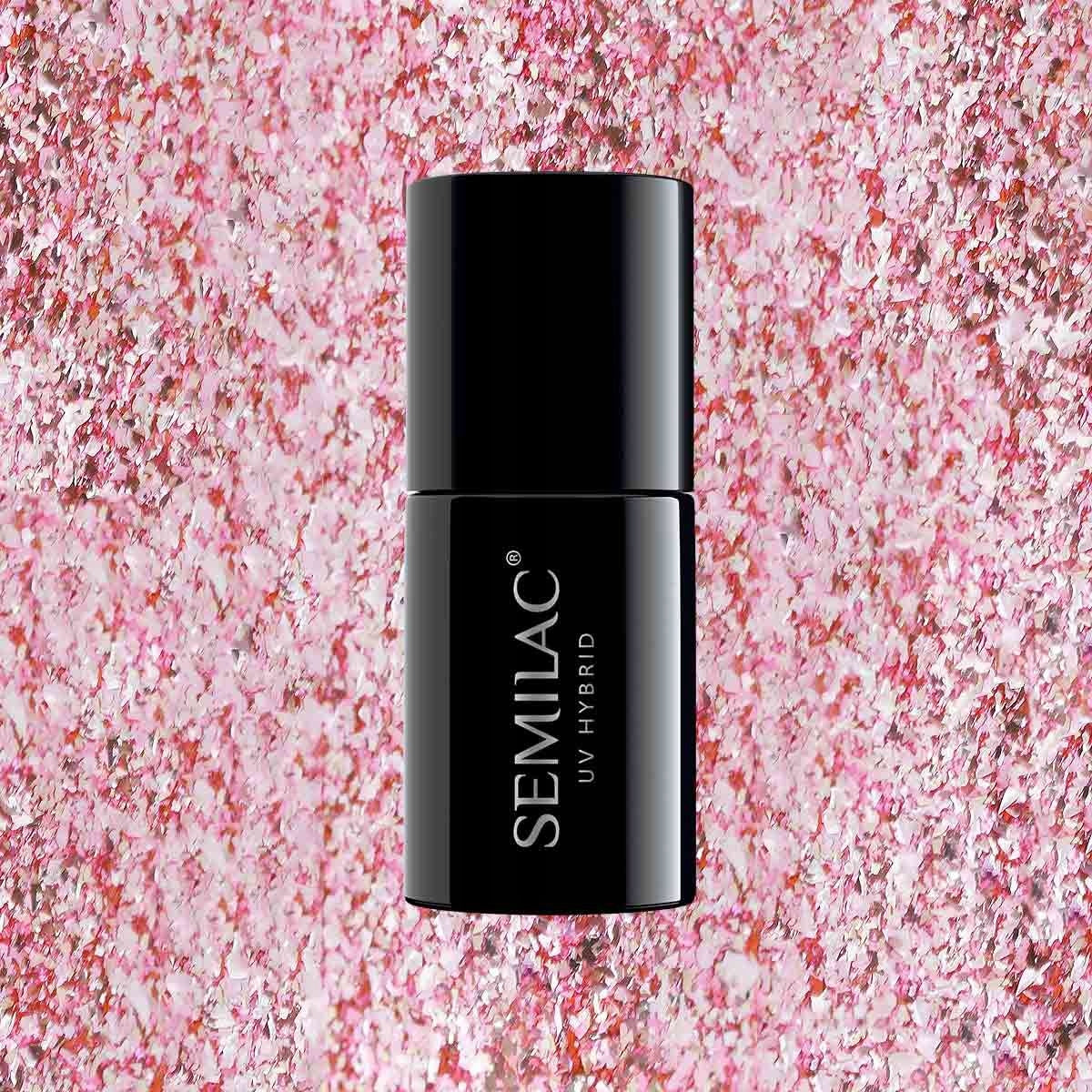 Langanhaltender Hybrid-Nagellack Semilac, 295 Peach Pink Shimmer, 7 ml. 
