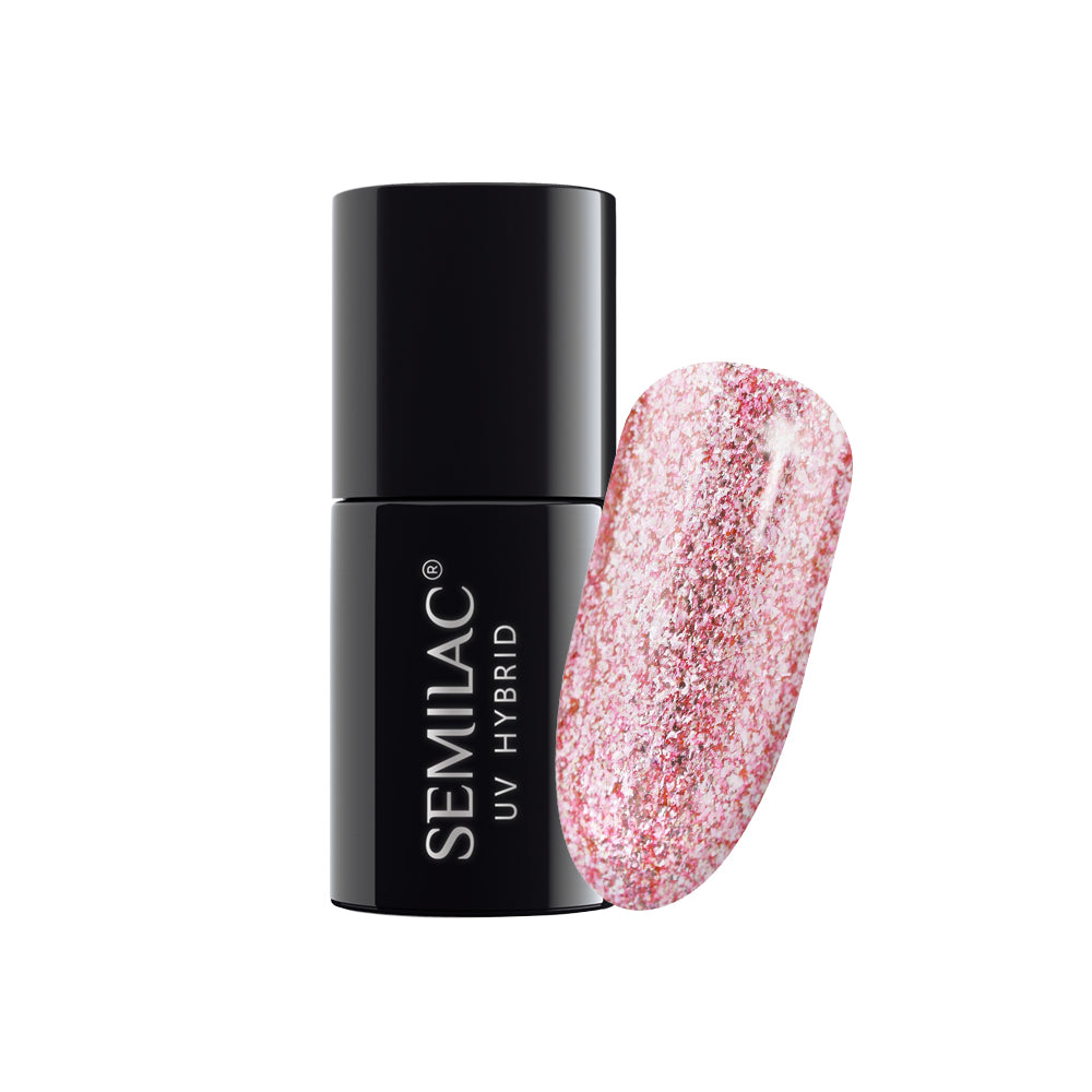 Langanhaltender Hybrid-Nagellack Semilac, 295 Peach Pink Shimmer, 7 ml. 