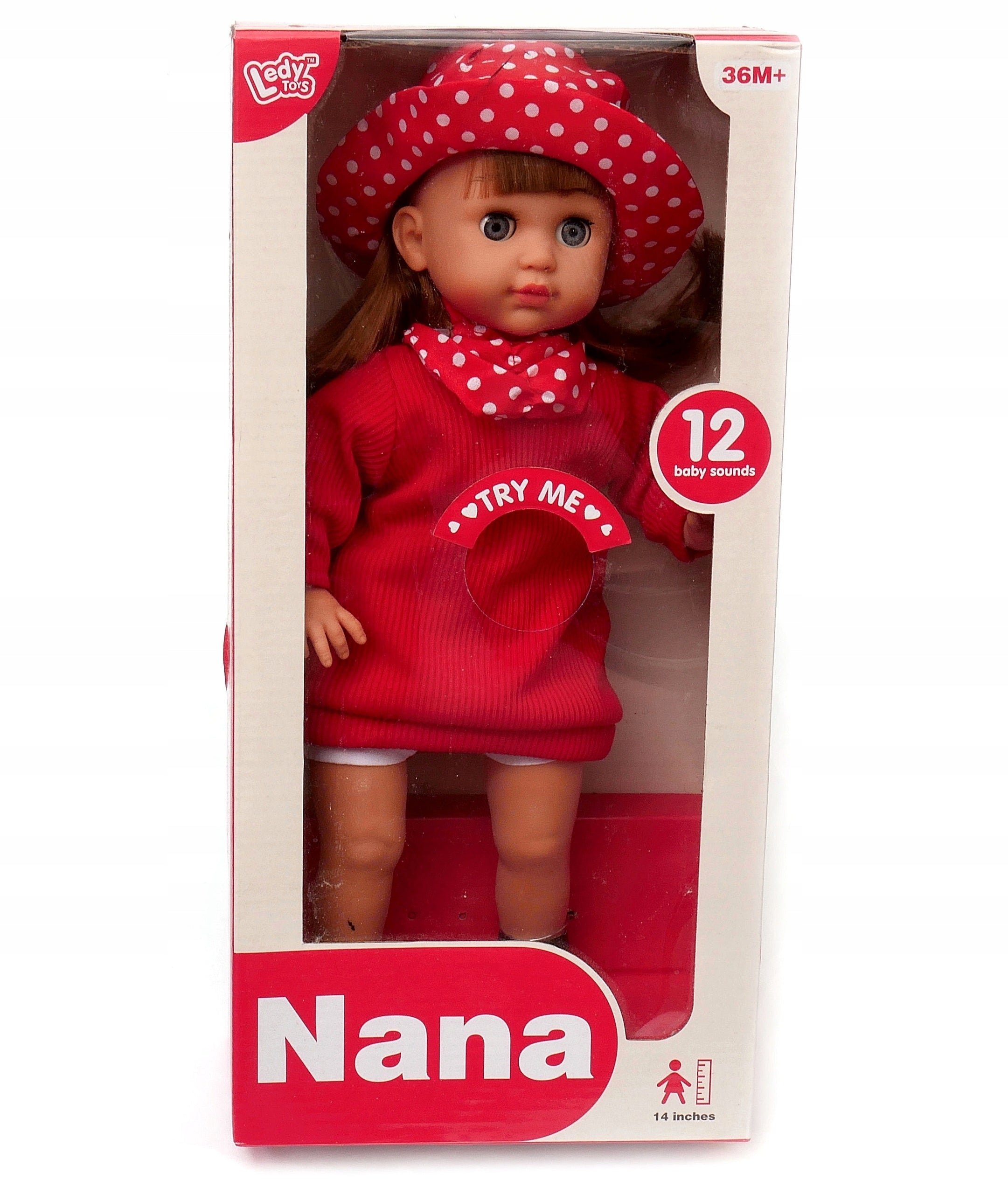Kalbanti lėlė Nana Dromader, raudona