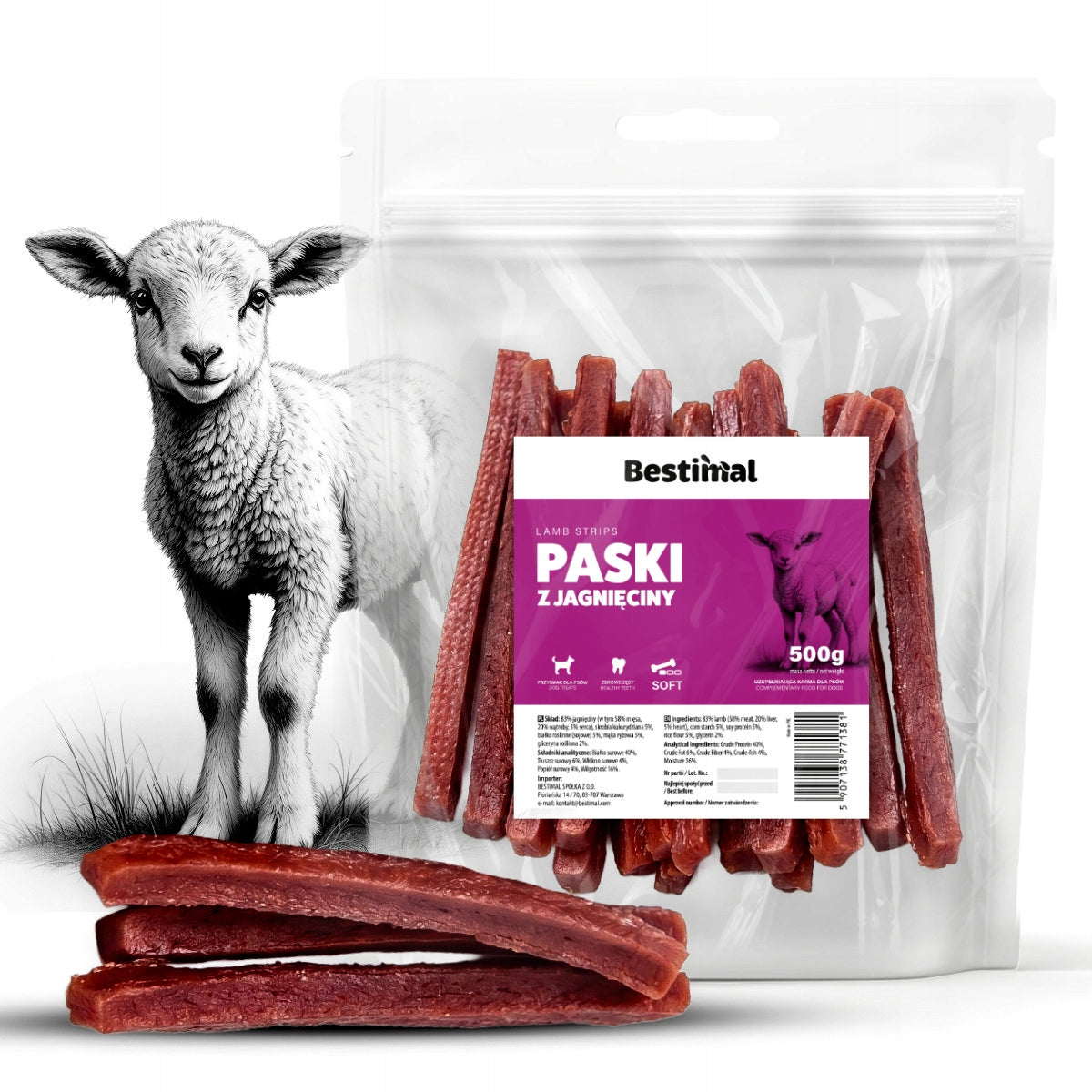 Lamb strips 500g- SOFT DOG TREAT - TREATS