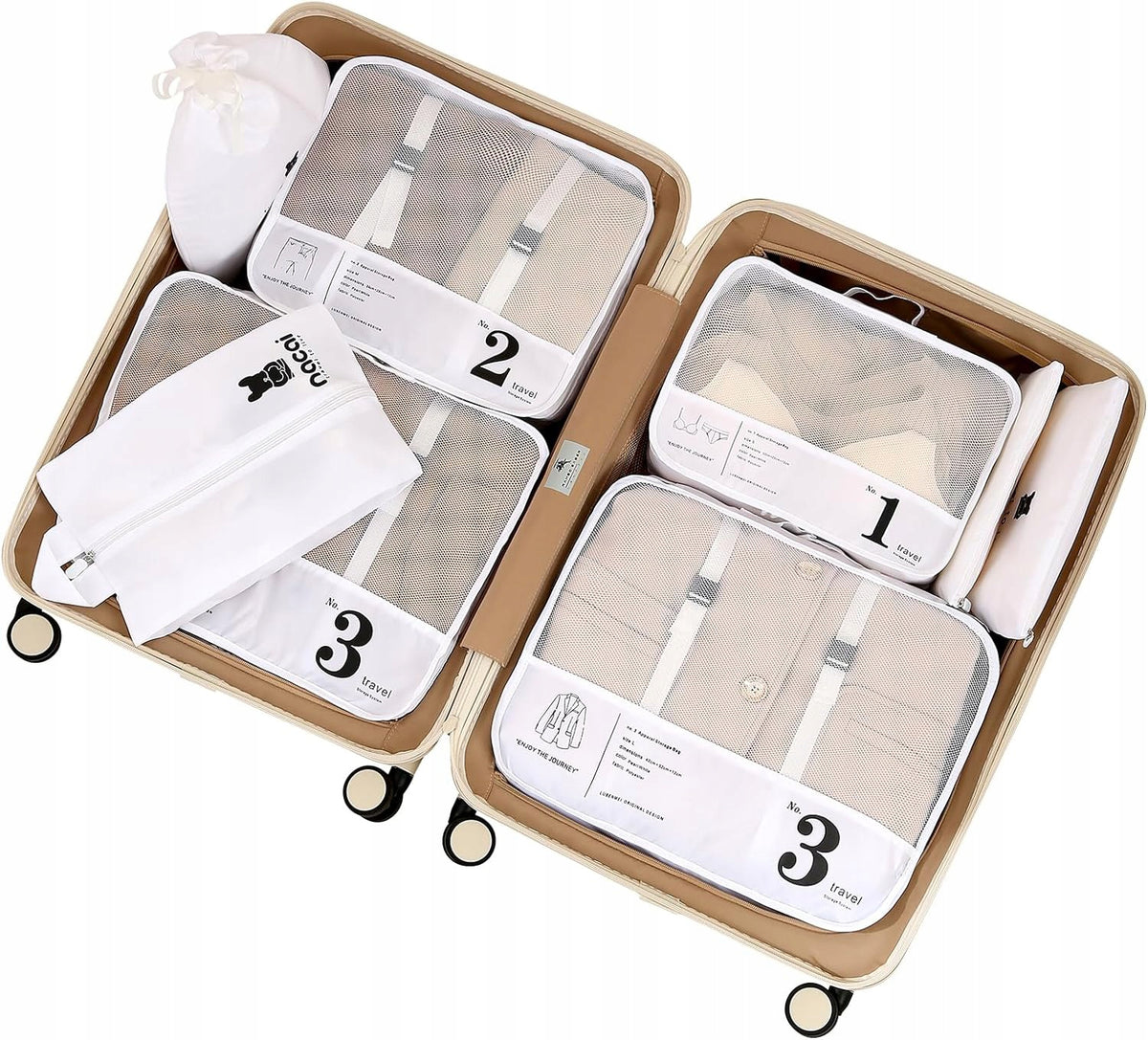 Lammcou Suitcase Organizer, 8-Piece Travel Bag Set Cubes