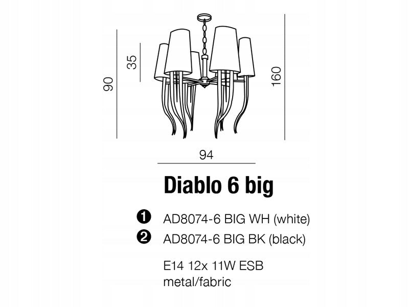 Azzardo šviestuvas Diablo 6 Big AZ1390