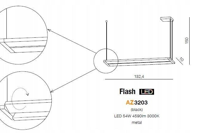 Azzardo pakabinamas šviestuvas Flash Black AZ3203