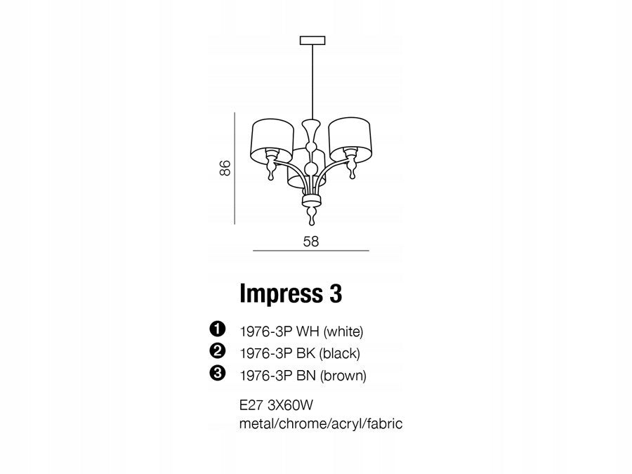 Azzardo pakabinamas šviestuvas Impress 3 Brown