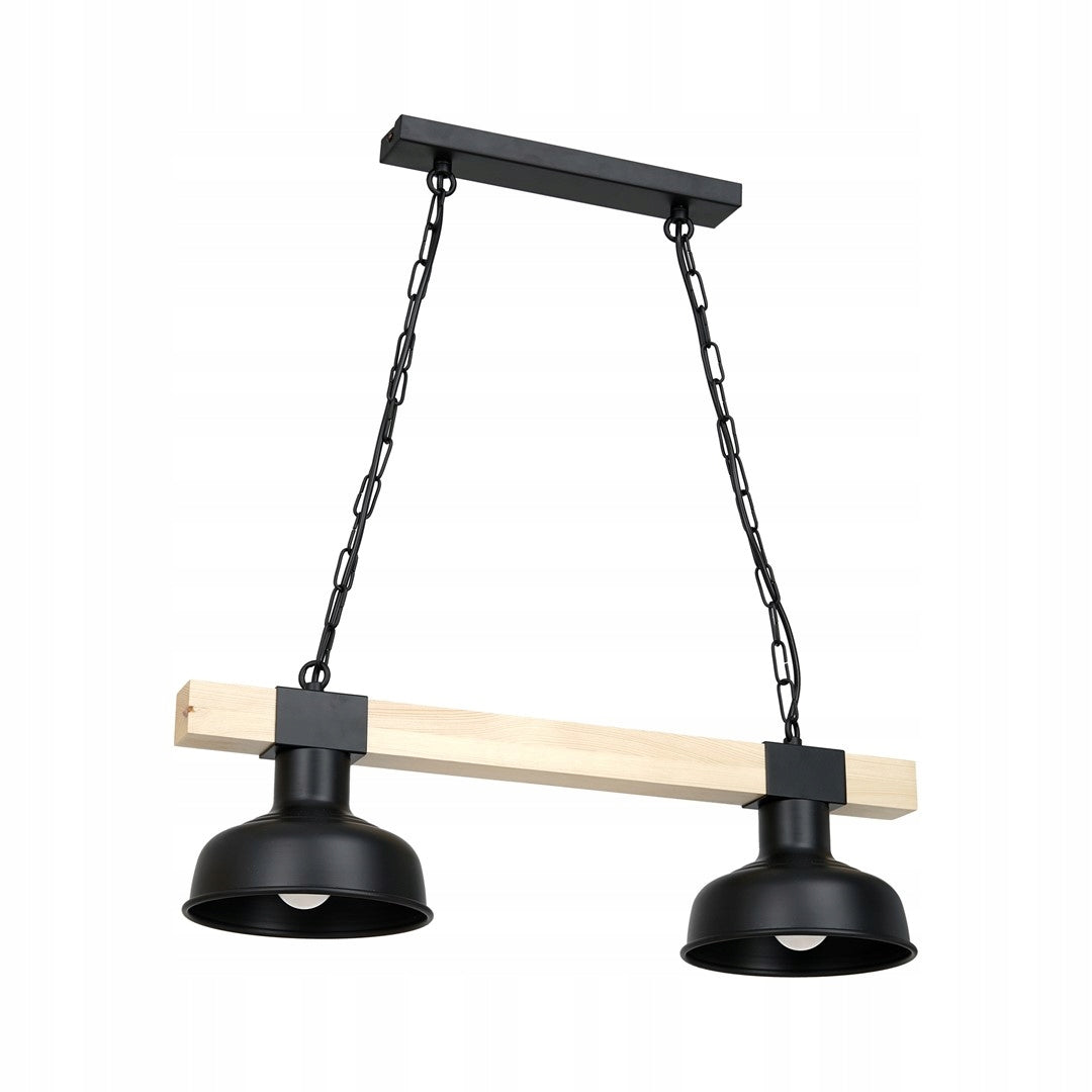 Pakabinamas šviestuvas Milagro FARO CZARNA / NATURALNE DREWNO 2xE27 60W