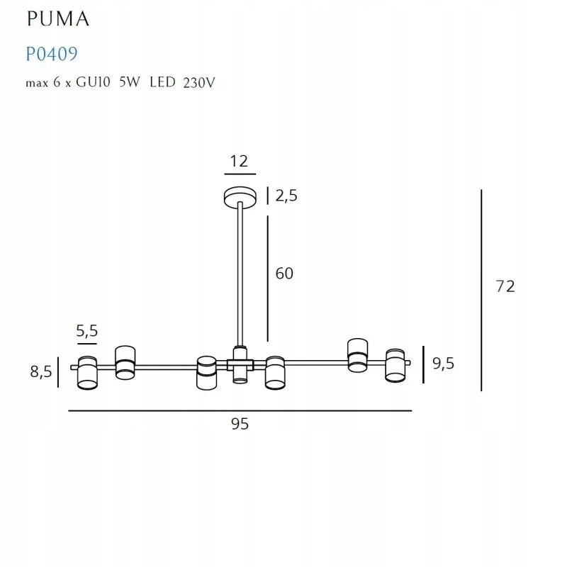PUMA P0409, pakabinamas šviestuvas