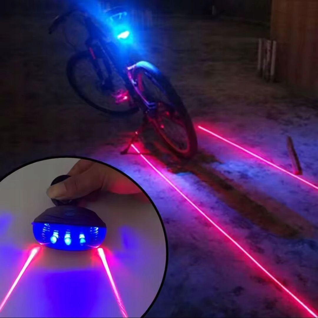 Lampka Rowerowa Tylna LED Linie Laserowe Wodoodporna 7 Trybów Świecenia