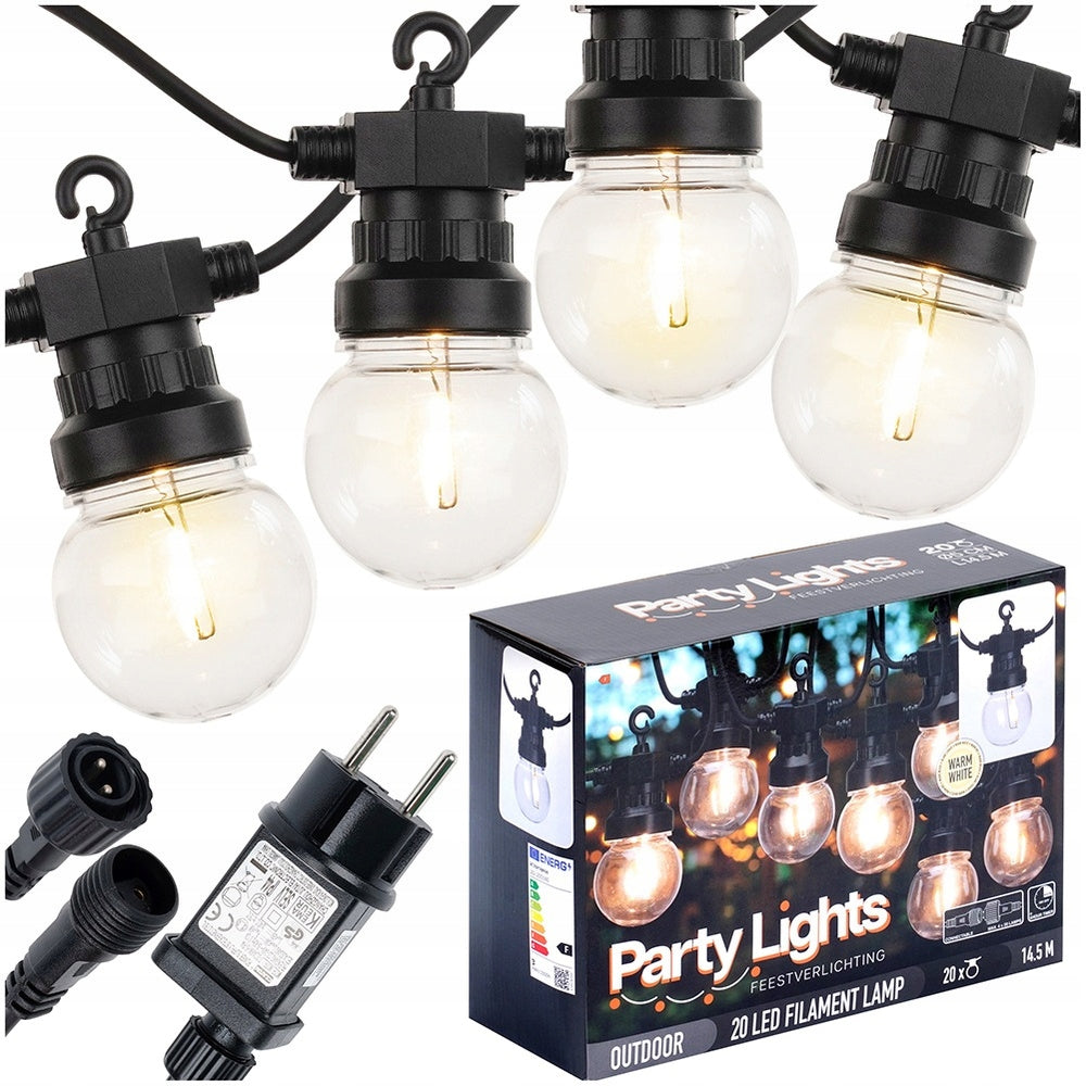 Lamps GARLAND GLOWING garden outdoor 20x bulb light chain