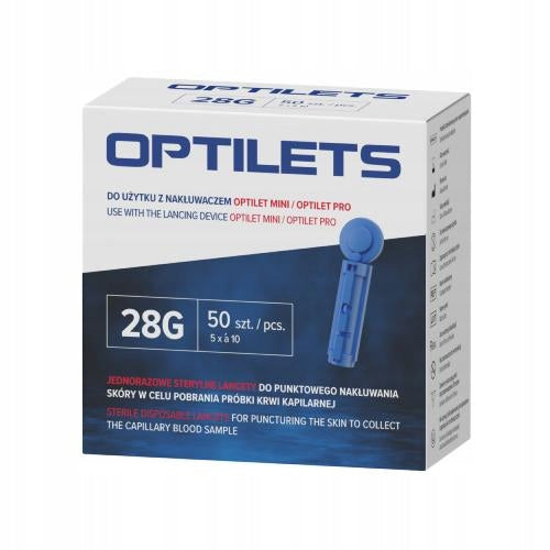 Lancets OPTILETS 50 pcs disposable sterile 28G