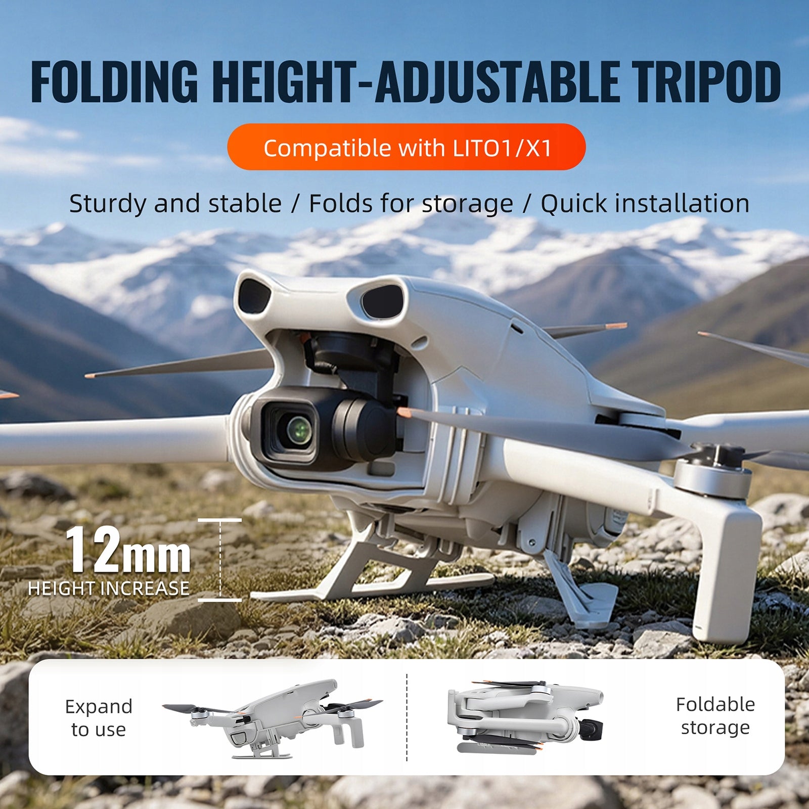 Landing Gear For DJI Lito 1/Lito X1 Foldable Extended Leg Manufacturer code 12230001