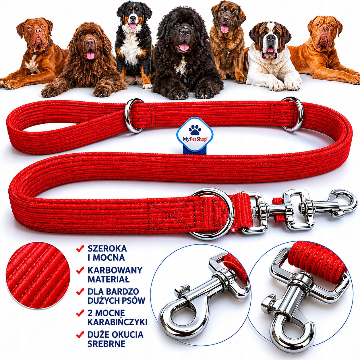 Lanyard for Big Dog Adjustable Retractable 3,2m 4 Overvoltage Woven Strong Manufacturer code 5906656313714