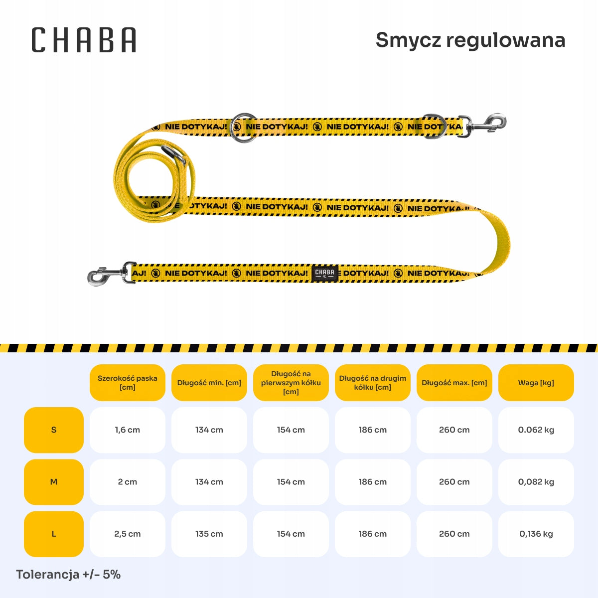 Lanyard for Medium Dog Chaba DO NOT TOUCH Adjustable 1,3 - 2,6M Wide 2CM Manufacturer code 5905133656580