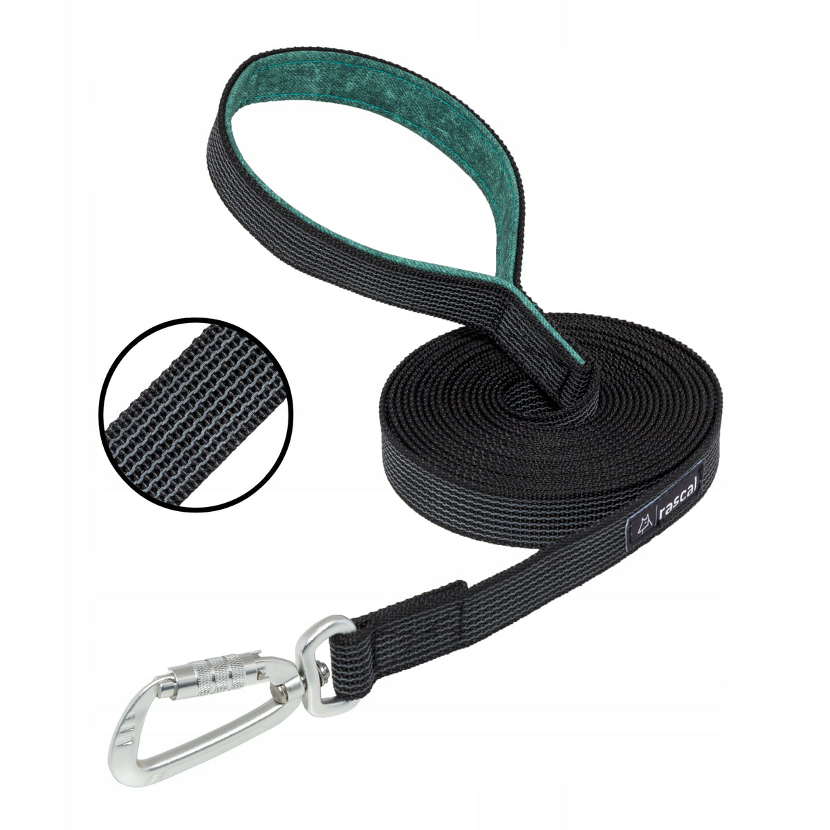 Lanyard for big dog training rubberized 3m black | RASCAL